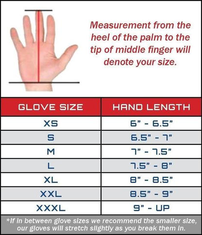 Stealth Glove size chart