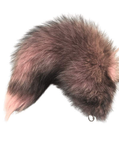 Indigo fox light pink real fur clip-on tail.