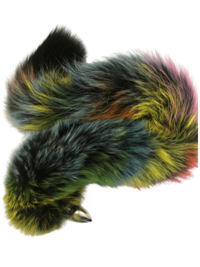 Fox Pelt Fur in multi-color real fur interchangeable screw-on tail for anal plugs