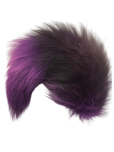 Platinum fox dyed purple real fur clip-on tail.