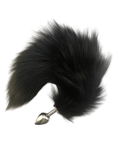 Natural Black fox real fur interchangeable screw-on tail for anal plugs
