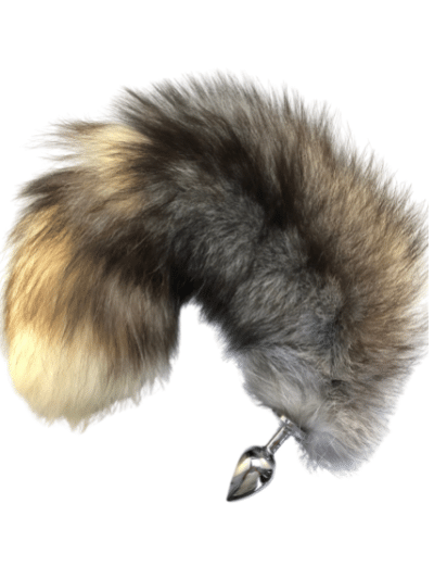 Cross fox tail real fur interchangeable screw-on tails for anal plugs