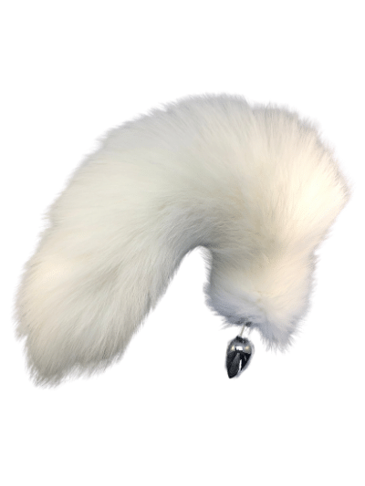 Nat all White fox real fur interchangeable screw-on tail for anal plugs