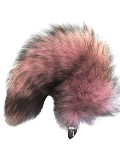 Indigo fox dyed light pink real fur interchangeable screw-on tail for anal plugs