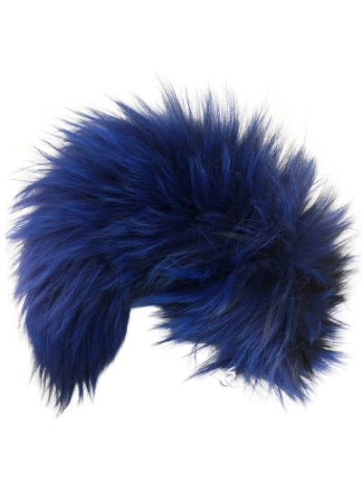 Platinum fox dyed dark blue real fur clip-on tail.