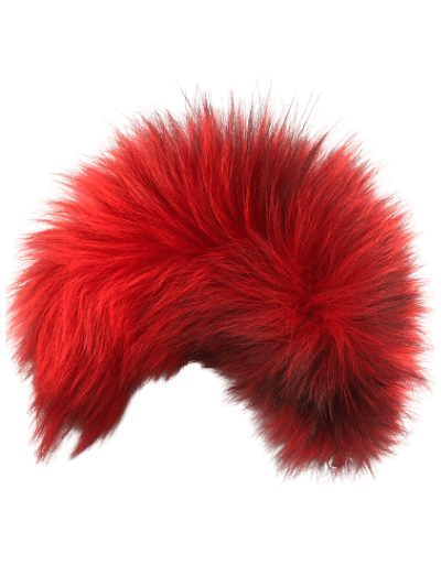 Platinum fox dyed fire red real fur clip-on tail.