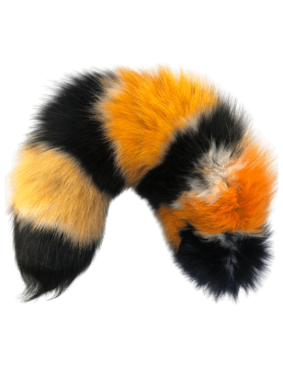 White fox dyed orange and black real fur clip-on tail.