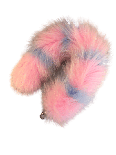 Cotton Candy light blue/ light pink real fur clip-on tail.
